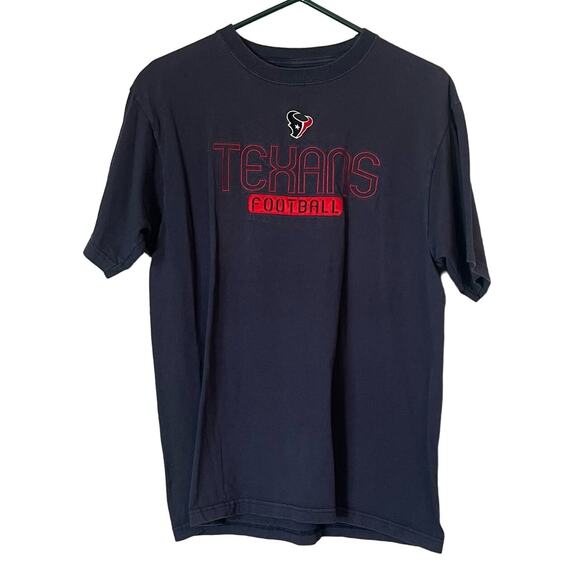 Houston Texans Womens Large Football Navy Short Sleeve Embroidered NFL Crew Red - Picture 1 of 7